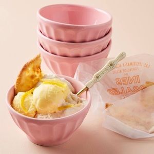 Anthropologie Latte Pink Bowls - Set of 3